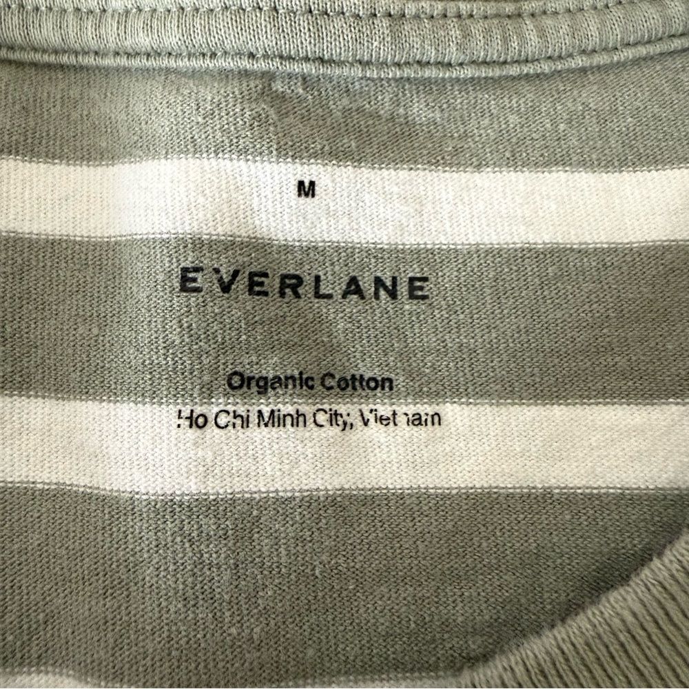 Everlane Tee T-Shirt Mens Sz M Green Striped Short Sleeve Organic Cotton Casual - Picture 7 of 9